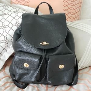 Black Leather Coach Backpack Purse
